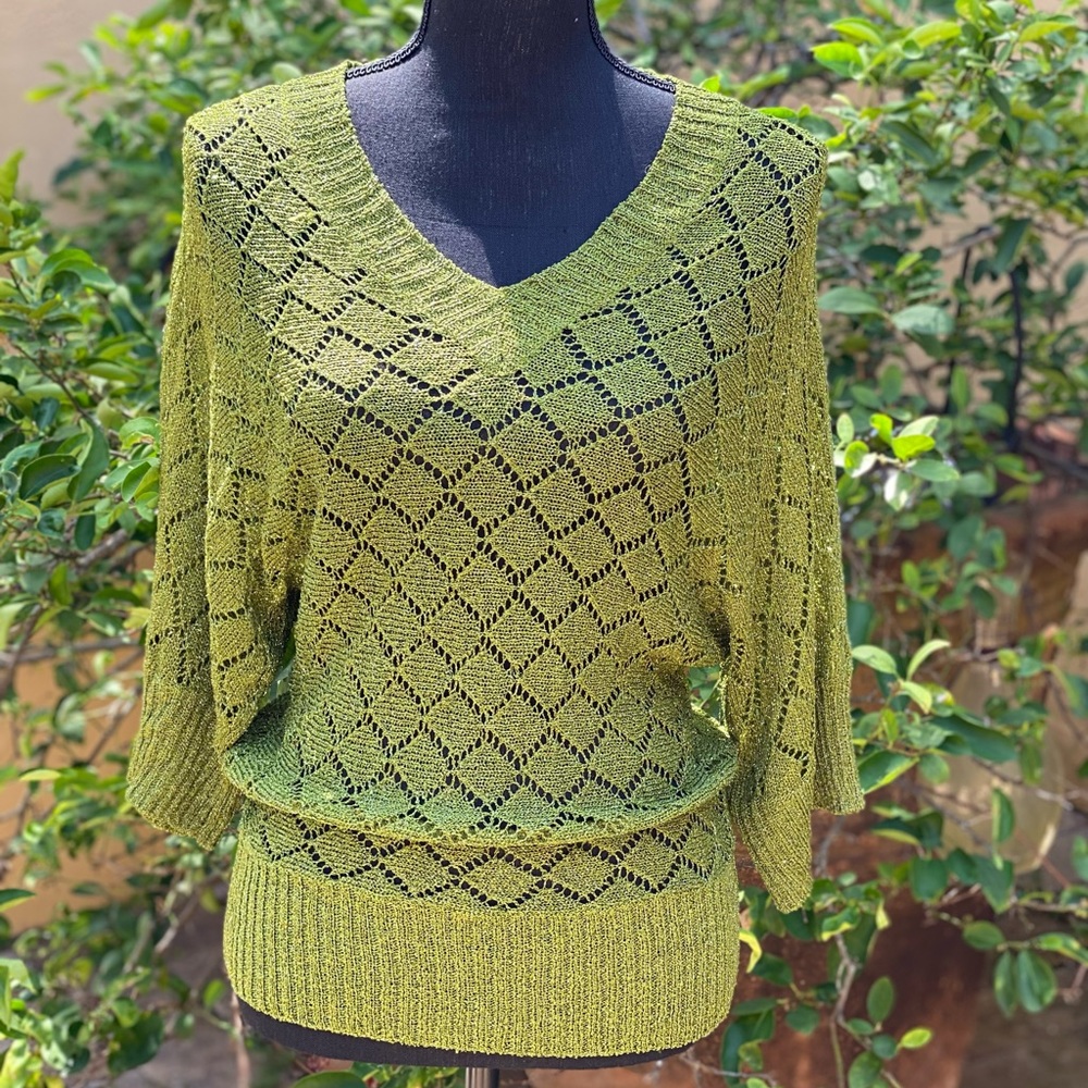 Cache Small Short Sleeves Sweater. Beautiful Green